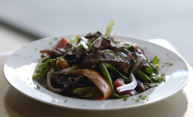 MINT CONDITION: The "hot beef" salad is accented with mint. - Lisa Mauriello
