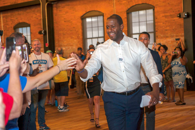 Then-gubernatorial candidate Andrew Gillum at Tampa's Armitage Works in August 2018. - Kimberly DeFalco