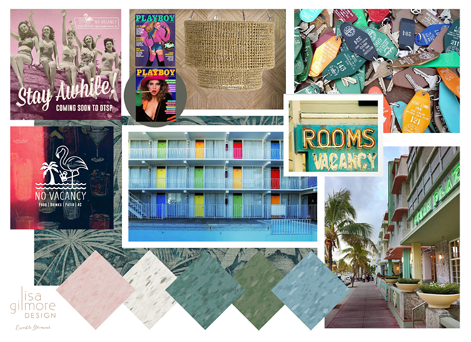 Lisa Gilmore Design's mood board for the forthcoming No Vacancy, slated to open soon in St. Pete. - Courtesy of Hunger + Thirst Group