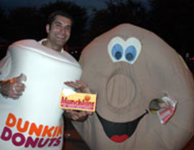 AS AMERICAN AS DONUTS: Anthony Patrone and - Brenna Barry as Mr. Dunkin Donuts Coffee Cup and - Ms. Donut. - Scott Harrell