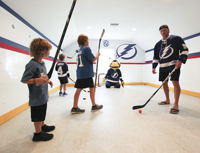 The Girsch boys invited Stamkos and Thunderbug to an exhibition game at their synthetic hockey rink - Nicole Abbett