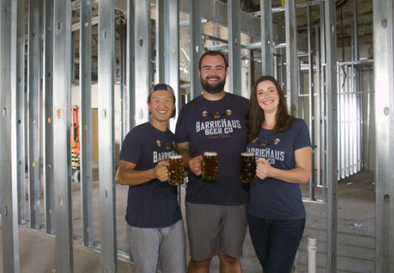 The compact three-member team is made up of co-owner and head brewer Jim Barrie (Center), Barrie’s wife and co-owner/ Director of Hoperations Brittney (R), and co-owner/ Director of Sales & Relationships Junbae Lee(L). - C/O BARRIEHAUS