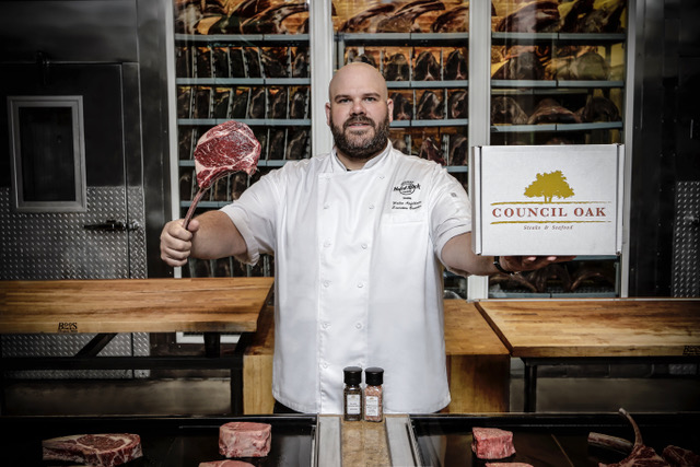 Seasoned butcher Walter Apfelbaum cuts up for Council Oak butcher shop at Tampa Hard Rock