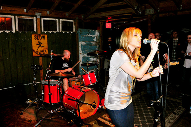 Pohgoh frontwoman Kobi Finley leads the band through a set at New World Brewery in Ybor City on December 25, 2009. - Nicole Kibert