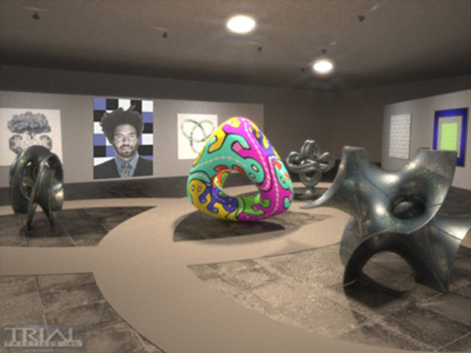 KNOT WHAT IT SEEMS: A 3-D animation still from Sims' virtual museum, where visitors can shrink to the scale of an ant to roam around Carlos Sequin's knot-like sculptures. - COURTESY OF JOHN SIMS