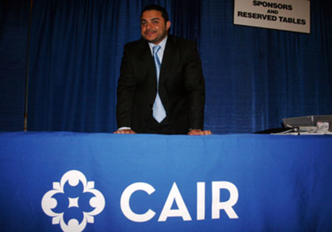 ONE VOICE: Bedier on the dais at a recent CAIR event. - Alex Pickett