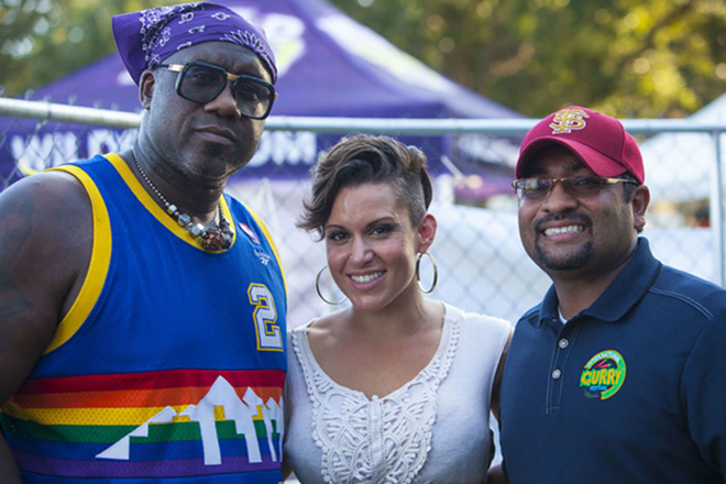 Event organizer Dr. Ram Ramcharran (R) with Ian Beckles and Mia Lanz of the Ian Beckles Foundation. - Kimberly DeFalco