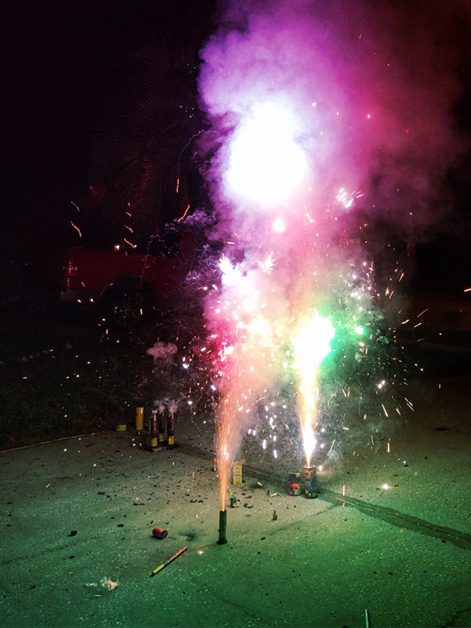Neighborhood fireworks (apps: ProCamera, Snapseed, Mextures). - Jennifer Ring