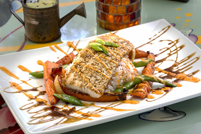 OPEN SESAME: Seared mahi mahi crusted with sesame seeds was cooked perfectly. - Chip Weiner