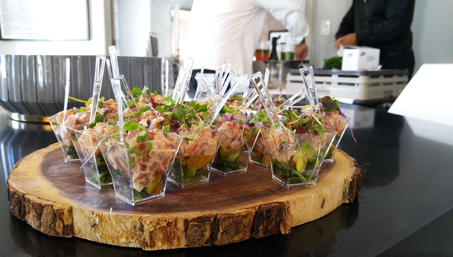 Tuna salad with avocado and microgreens, the new restaurant's tuna poke-type appetizer. - Meaghan Habuda