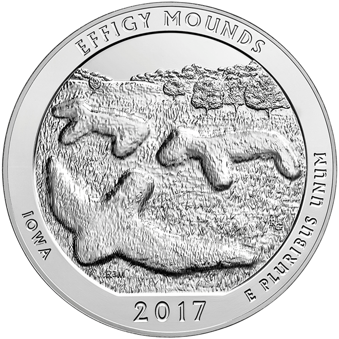 The Iowa Effigy Mounds America the Beautiful Quarter - Design by Richard Masters; Image courtesy of the U.S. Mint