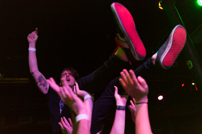 Crowd surfing for The Get Up Kids at The Orpheum in Ybor City, Florida on August 10, 2015. - Tracy May
