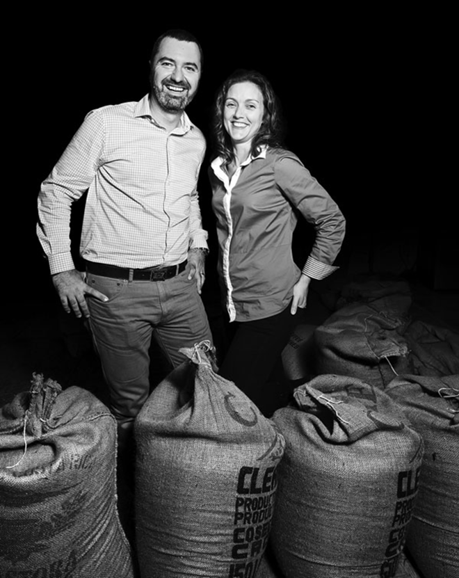 CAFFEINE SCENE: Kahwa owners Raphael and Sarah Perrier at their St. Petersburg warehouse. - Todd Bates
