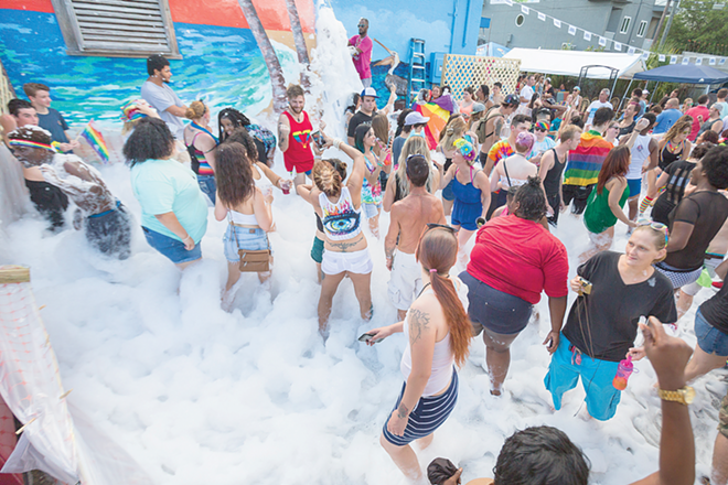 BUBBLE, BUBBLE: A foam party at the Grand Central District’s Old Key West Bar and Grill during St. Pete Pride 2016. - Chip Weiner