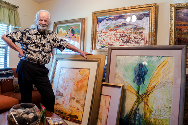 J. Patrick Withington, at home in Largo, with his artwork. - Jennifer Ring