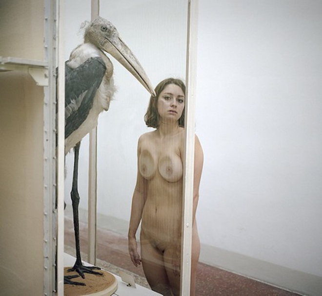 Nude model posing in a natural history museum (NSFW) - Vicky Althaus
