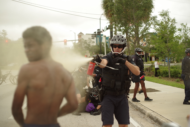 Tampa Police pepper spray protesters on June 4, 2020. - Ashley Dieudonne
