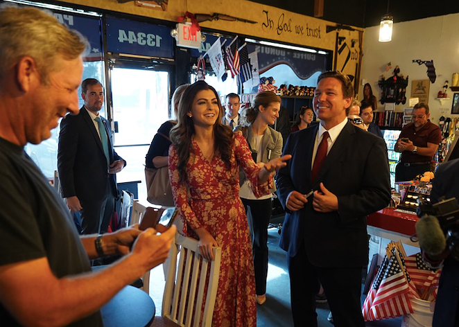 Last week DeSantis visited and plugged Conservative Grounds, a MAGA-themed coffee shop in Largo, Florida. - Photo via DeSantis/Twitter