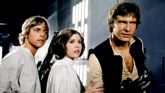 (L-R) Mark Hammill, Carrie Fisher and Harrison Ford in .Star Wars: A New Hope.’ - Star Wars: A New Hope/EPK