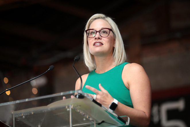 Sinema, a leading beneficiary of Big Pharma’s largesse, has told the White House she won’t support a proposal that allows the government to negotiate Medicare prescription-drug prices, which the reconciliation bill counts on for $700 billion in savings. - Gage Skidmore from Peoria, AZ, United States of America / CC BY-SA (https://creativecommons.org/licenses/by-sa/2.0)