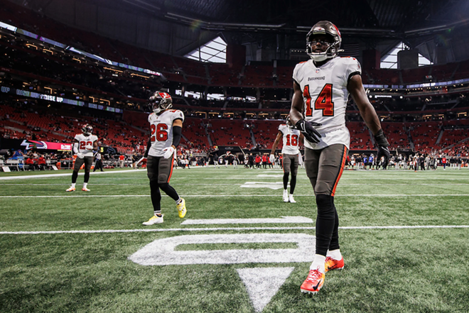 Chris Godwin before his single-game franchise record-breaking 15 catches during a game against the Atlanta Falcons on Dec. 4, 2021. - KYLE ZEDAKER/TAMPA BAY BUCCANEERS