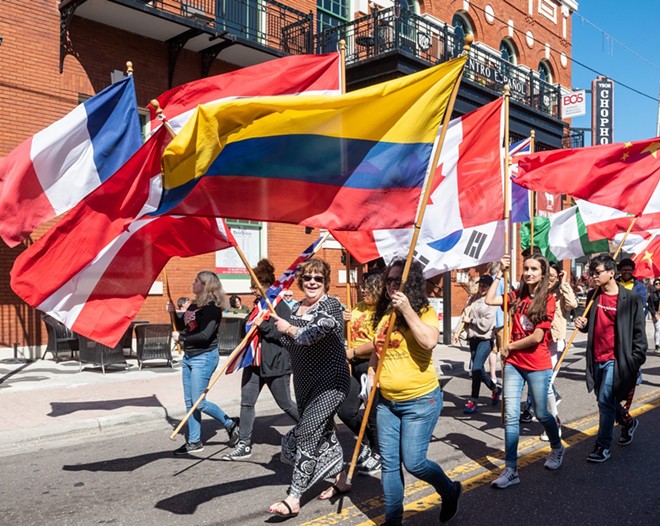 Promenade of Flags from Fiesta Day 2020. - PamElla Lee Photography for Ybor City Chamber of Commerce