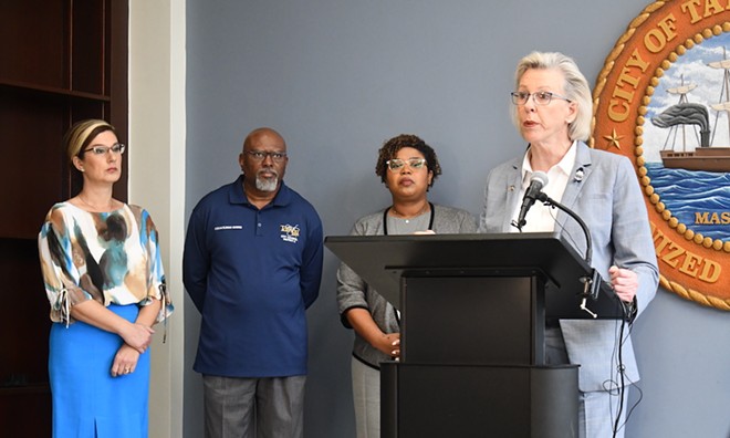 Mayor Jane Castor speaks alongside other city officials at a press conference announcing a new rent relief program. - JUSTIN GARCIA