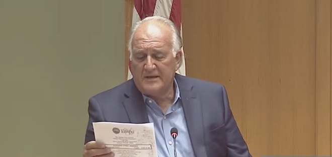 John Dingfelder reads a City of Tampa document during a city council meeting in March. - City of Tampa/CCTV