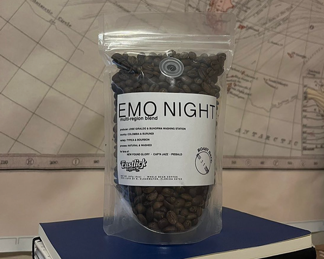 Eastlick Coffee's signature 'Emo Night Tampa' roast. - PHOTO VIA EMONIGHTTAMPA/FACEBOOK