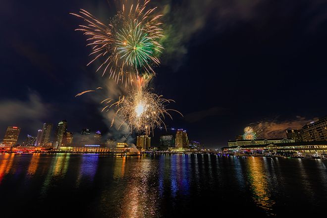 The three firework displays will be located at Armature Works, Sparkman Wharf and Bayshore Boulevard and begin at dusk. - Photo via City of Tampa