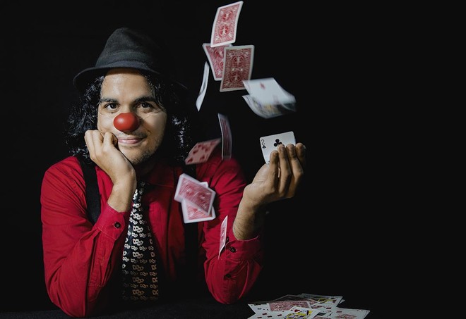 Coming all the way from Brazil, 'El Diablo of the Cards' is traveling 52 countries thrilling audiences with a card magic style that combines improvisation and clown’s madness. - Photo by Clau Silva