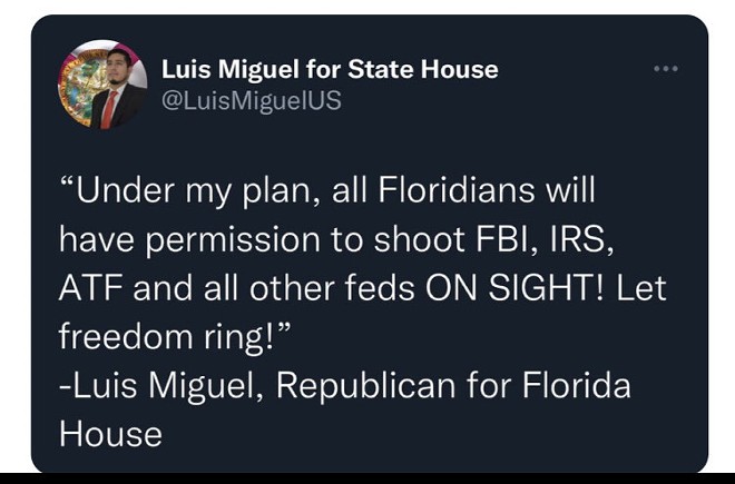 Twitter suspends Florida Republican candidate after he advocates shooting federal agents