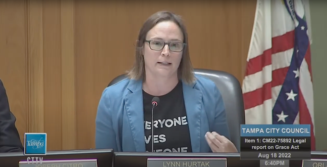 Councilwoman Lynn Hurtak argues for a resolution that would use stronger language to protect abortion rights at a city council meeting. - City of Tampa