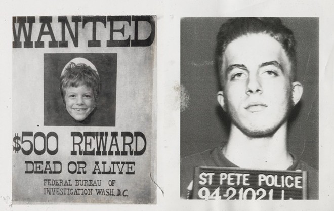 (L-R) A seven-year-old Leon Bedore and Bedore's 1994 mugshot, the first and only time Tes One's been arrested. - Photos c/o Leon Bedore