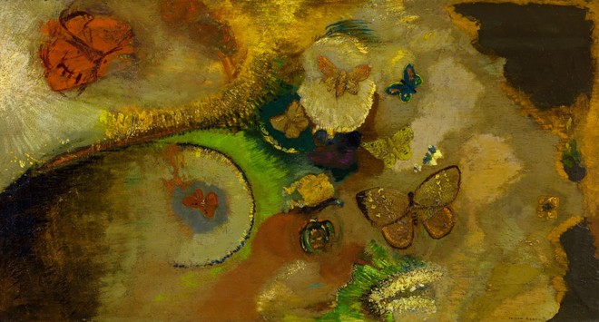 Odilon Redon, The Dream of Butterflies, 1910-1915. Oil on canvas, Framed: 24 in x 37.25 in. The New Orleans Museum of Art. The Muriel Bultman Francis Collection, 86.284 - c/o The Dali