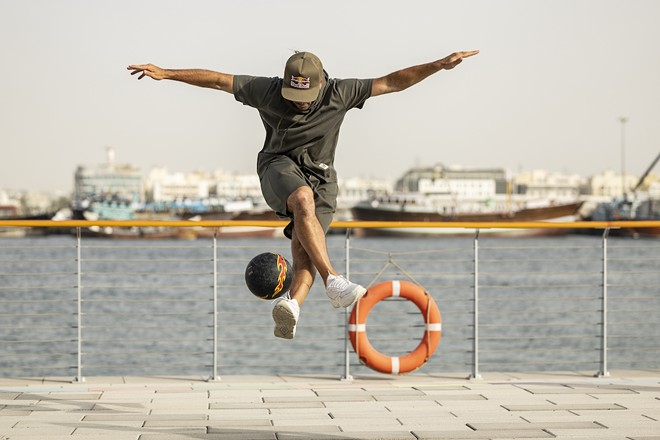 French freestyle footballer Séan Garnier will be at Tampa's Cinco Soccer on Tuesday, Nov. 1 as part of a traveling Urbanball’s Global Fightball. - Photo via Red Bull Content Pool