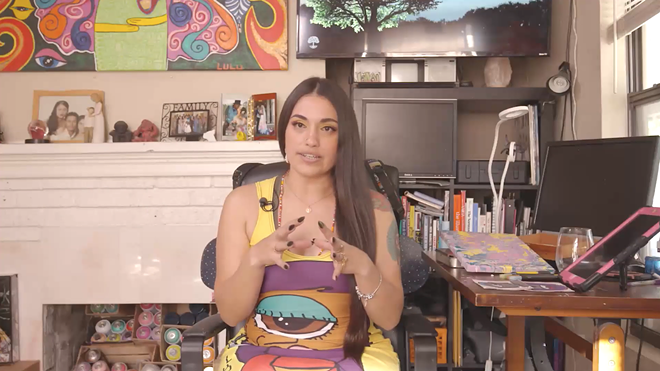 Artysta Lulu, a visual artist known for her colorful graphics, is just one Tampa artist interviewed in a new series. - Photo via Tampa Arts Alliance/YouTube (Screengrab by Creative Loafing Tampa Bay)