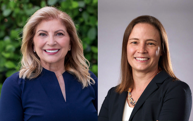 Outgoing Florida Senator Janet Cruz (L) has plans to run for Tampa City Council against first-term councilwoman Lynn Hurtak (R). - Photos c/o Mercury and City of Tampa