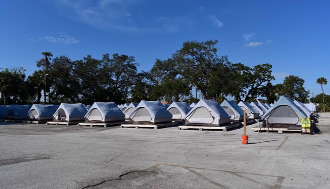 Tampa HOPE shelter tents on December 14, 2022. - Justin Garcia