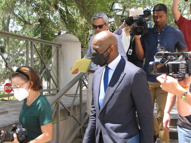 Former Democratic gubernatorial candidate Andrew Gillum leaves a federal courthouse in June after being indicted. - Photo via NSF