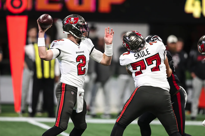 Third string Bucs QB Kyle Trask ended up with a trio of completions for 23 yards and no touchdowns. - Photo via Tampa Bay Buccaneers