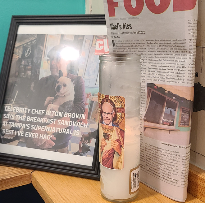 The Alton Brown shrine at Supernatural Food & Wine in Tampa, Florida. - Photo by Ray Roa