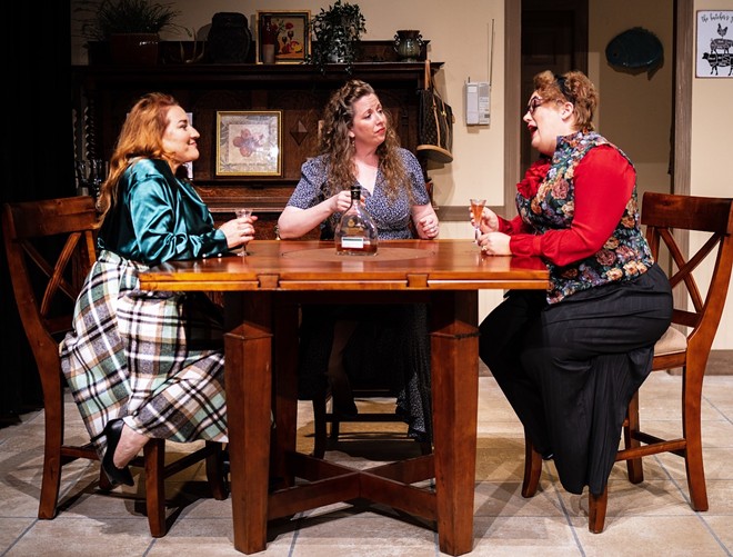 (L-R) Heather Krueger, Jonelle Meyer and Susan Haldeman in 'Smell Of the Kill,' which runs through Feb. 26, 2023 at Stageworks Theatre in Tampa, Florida. - Photos by Stage Photography of Tampa LLC—SPOT