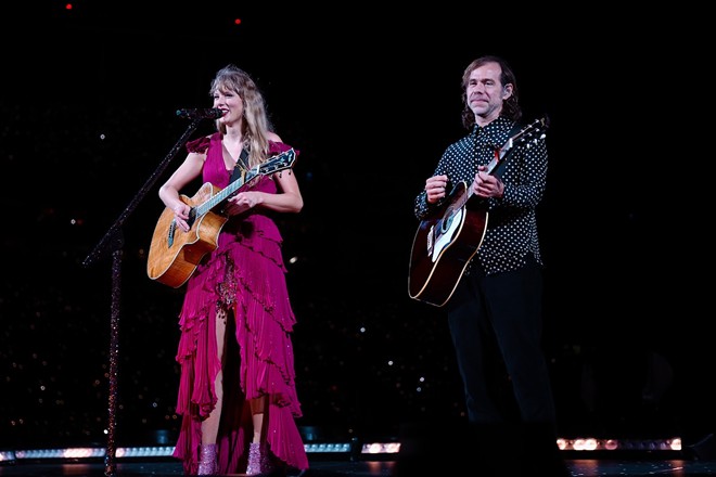 Taylor Swift (L) and Aaron Dessner at Raymond James Stadium in Tampa, Florida on April 14, 2023. - Photo c/o TAS Rights Management