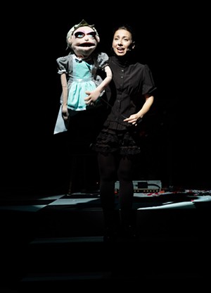The main anchor in 'Alice' is the splendid honey-voiced Julia Rifino as Alice, who manages her puppet with Lisa Simpson eyes to great effect. - Photo by Stage Photography of Tampa via Jobsite Theater/Flicke