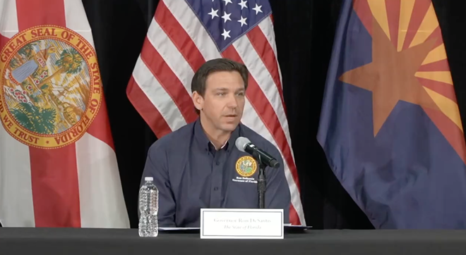 DeSantis, making his first trip to the U.S. southwest border since announcing his candidacy for president, described the use of Florida tax dollars to pay for the migrant flights as helping Texas combat a border crisis. - Photo via govrondesantis/Twitter
