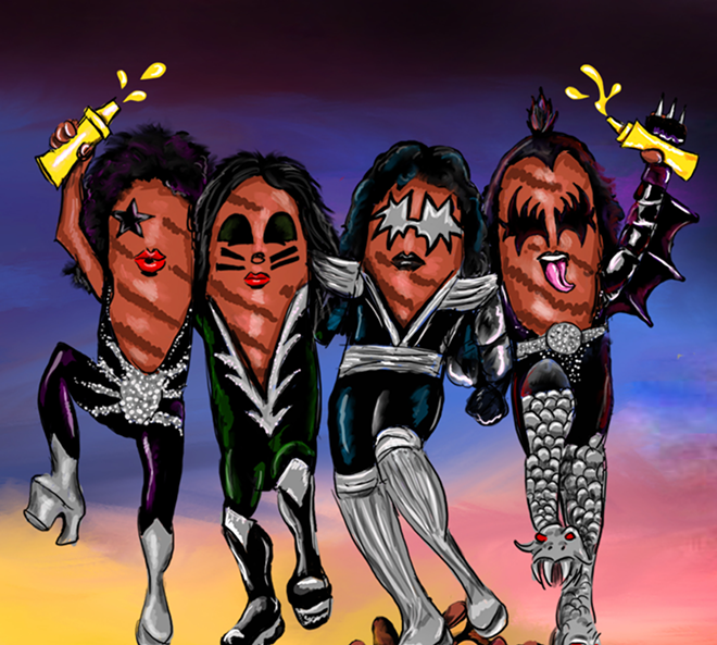 Piss, a Kiss cover band. - Illustration by Theresa Crout