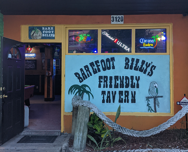 If you’re not careful you may drive right past the parking lot of South Tampa watering hole, Barefoot Billy's. - Photo by Jourdan Ducat