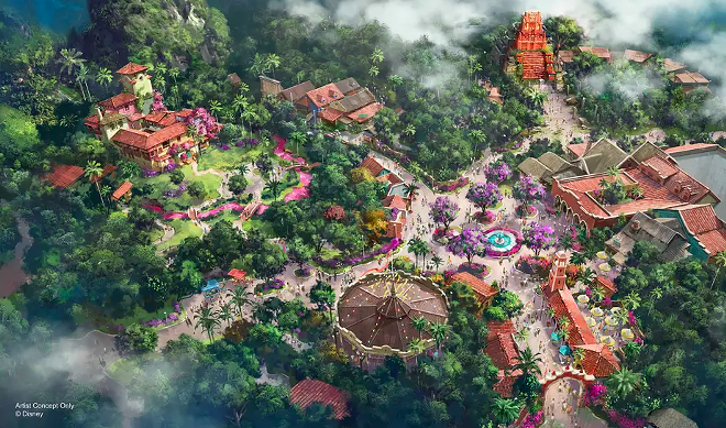 Rendering for possible “Encanto” (upper left) and Indiana Jones (upper right) concepts for Disney’s Animal Kingdom - Rendering via Disney