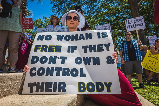Pro-choice demonstrator in Tampa, Florida. - Photo by Dave Decker